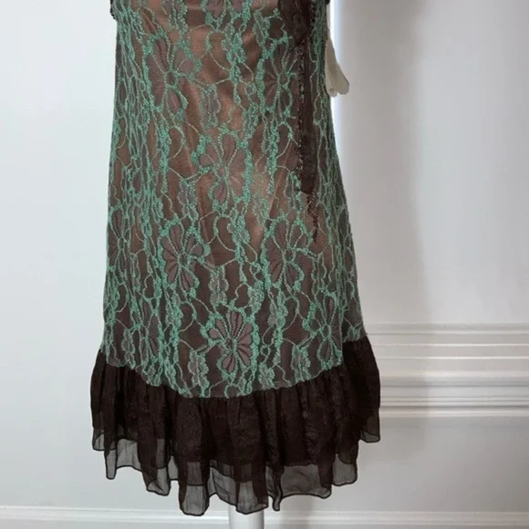Altar’d State NWT Mint Green and Brown Lace Sleeveless Dress with Bow Size Small - Picture 3 of 11